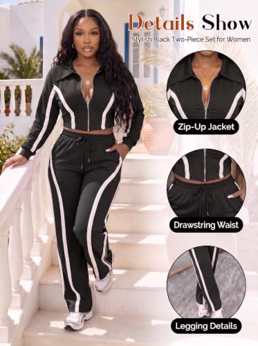 Ophestin Women's 2-Piece Pink Striped Tracksuit Set XL - Jogger Pants & Jacket