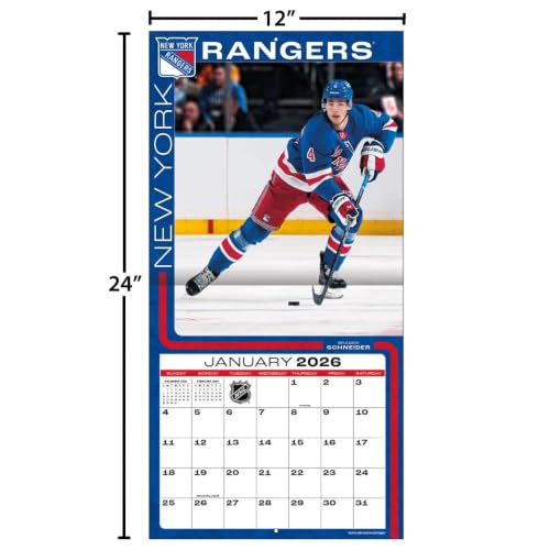 New York Rangers 2026 Wall Calendar - 12x12 Full-Color