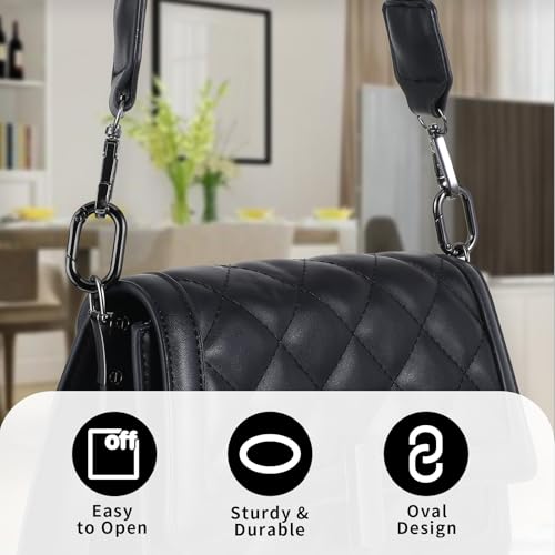 10Pcs Mini Carabiner Clips - Heavy Duty Black Spring Snap Hooks
