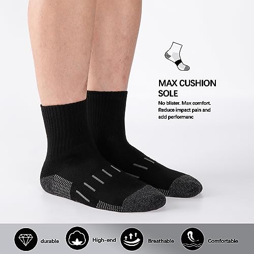 Heatuff Men's Ankle Athletic Socks 8 Pairs Black One Size Moisture Wicking Sports & Running Socks