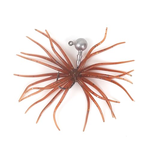 Silicone Soft Dice Fishing Lures - 12pcs Tentacle Baits Black & Brown