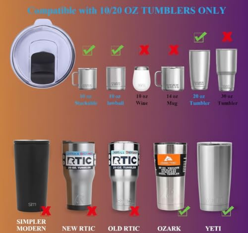 20 oz Tumbler Lid Replacement – Magnetic Slider, Spill-Proof, BPA-Free
