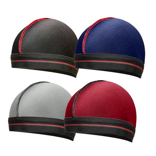 ForceWave 4Pcs Wave Cap for Men - Stocking Compression Cap for 360 Waves in Black Red Navy Gray
