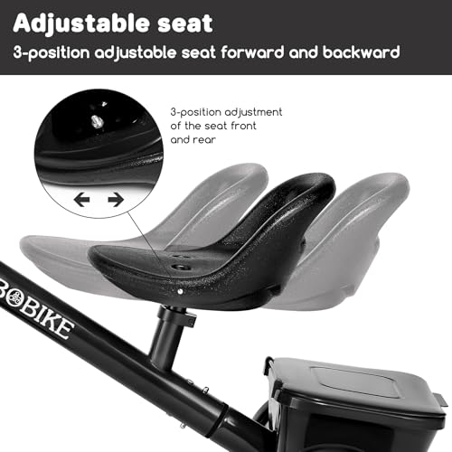 Bobike Black Toddler Tricycle with Glowing LED Wheels, Adjustable Seat & Rear Basket