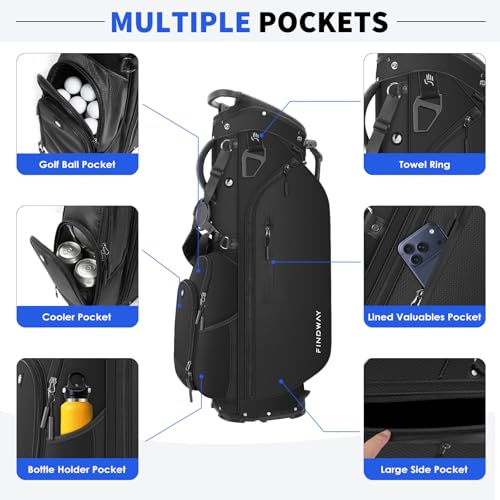 Lightweight 5-Way Golf Stand Bag with 7 Pockets - Black