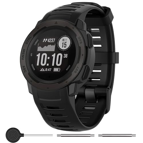 Soft Silicone Replacement Band for Garmin Instinct - Black