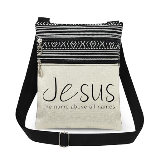 Jesus Print Adjustable Crossbody Messenger Bag - Dual Compartment