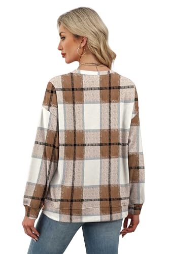 RUMIA Women's Crew Neck Sweatshirt Long Sleeve Tops for Women Fall