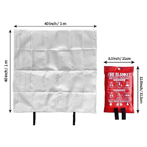 Kingtoo 40in x 40in Fiberglass Fire Blanket - 4 Pack Emergency Fire Safety