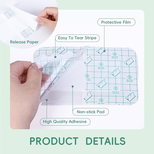 Large Waterproof Bandage - Clear Adhesive Dressing, 10pcs
