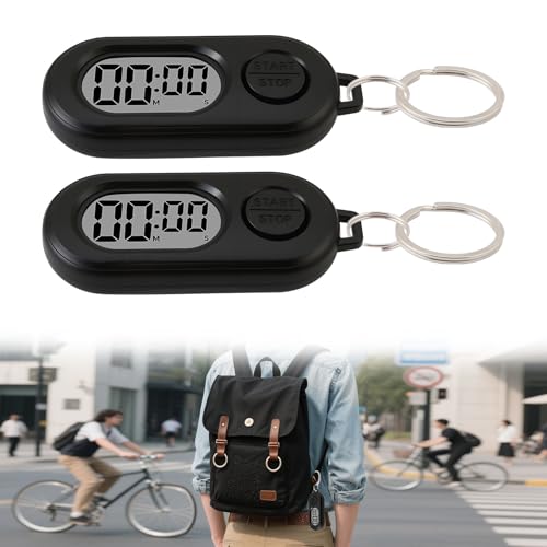 Mini Digital Timer Keychain - Portable Countdown & Stopwatch - 2 Pack