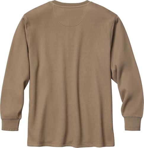 Legendary Whitetails Mens Henley Thermal Long Sleeve - Heavyweight Khaki Large