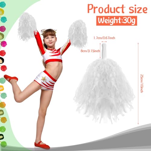 Meooeck White Cheerleading Pom Poms 80 Pcs Sports Dance Spirit Cheer Accessories