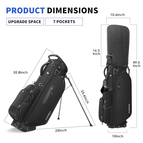 Lightweight 5-Way Golf Stand Bag with 7 Pockets - Black