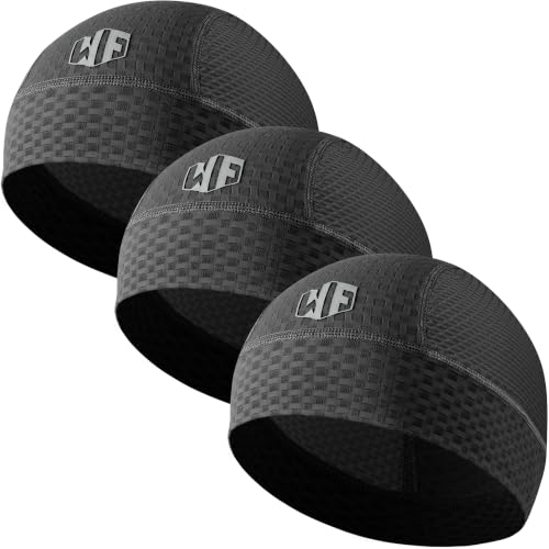 WTACTFUL 3-Pack Breathable Mesh Skull Cap Helmet Liners - Black Summer Sweat Wicking