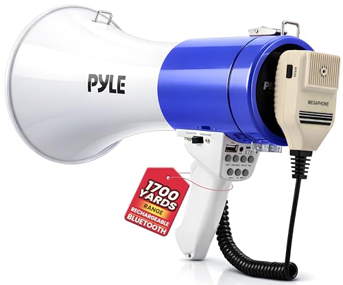 Blue Pyle 50W Portable Megaphone Bullhorn with Bluetooth & Recording