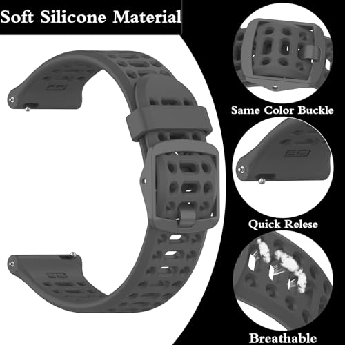 22mm Sport Silicone Bands for COROS PACE 4/3/APEX 2 Pro - Black/Gray