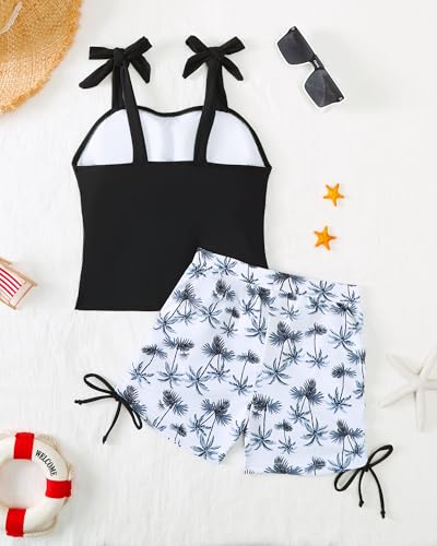 Girls Tankini Swimsuit with Tie-Straps and Drawstring - Ages 7-16