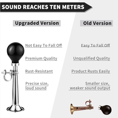 Loud Metal Squeeze Bike Horn for Adults - Silver