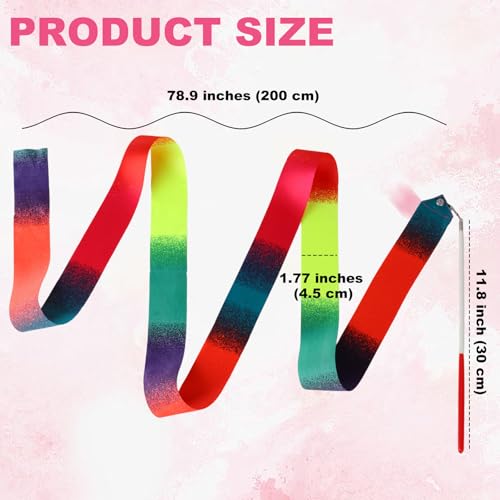 6 PCS Dance Ribbon Wands - 78.7 Inch Gymnastics Streamers with Non-Slip Handles