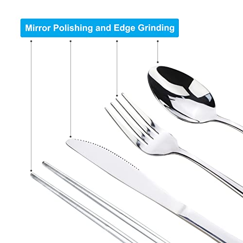 Portable Stainless Steel Travel Utensil Set with Case - Thick 5 PCS