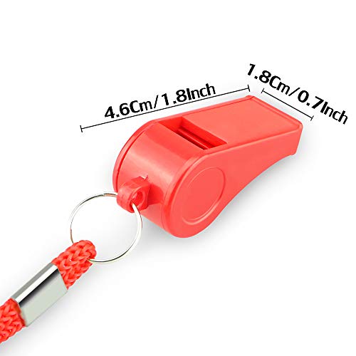 Loud Red Emergency Whistles with Lanyard - 2 Pack
