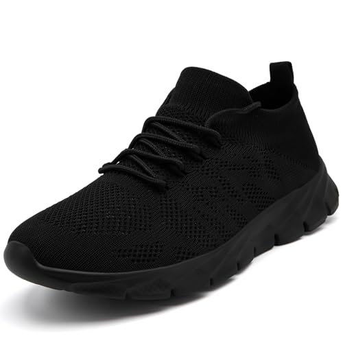 VXGGVX Men's Lightweight Running Tennis Shoes All Black 13 - Athletic Gym Sneakers