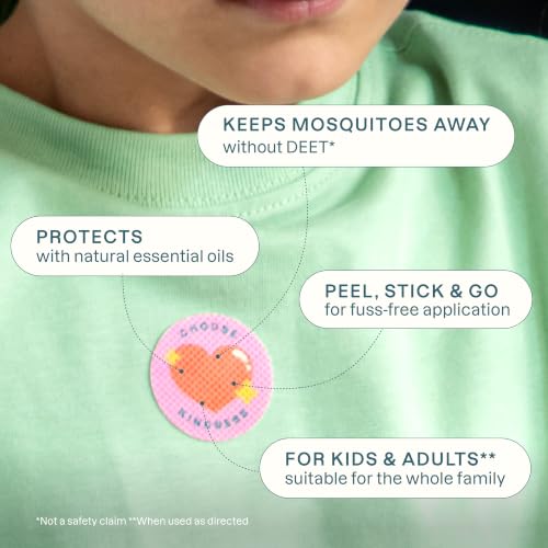 Natural Mosquito Repellent Stickers for Kids - 90 Pack, DEET-Free, Essential Oil Infused