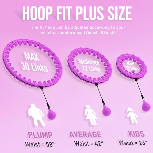 Weighted Hula Hoop for Weight Loss - 30 Detachable Links, Purple