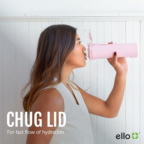 Ello Syndicate 20oz Glass Water Bottle with Flip Lid - Cashmere Pink