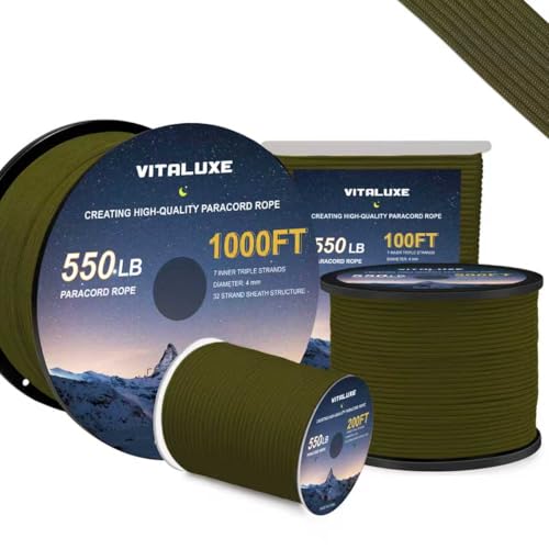 550lb Paracord Rope - 4mm, 100FT, Army Green