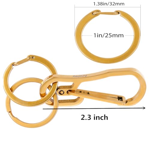 Retractable Carabiner Clip Keychain Set - Gold, Quick Release