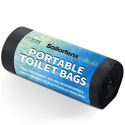 80/60/20 Portable Camping Toilet Bags 100% Compostable 8 Gallon Use