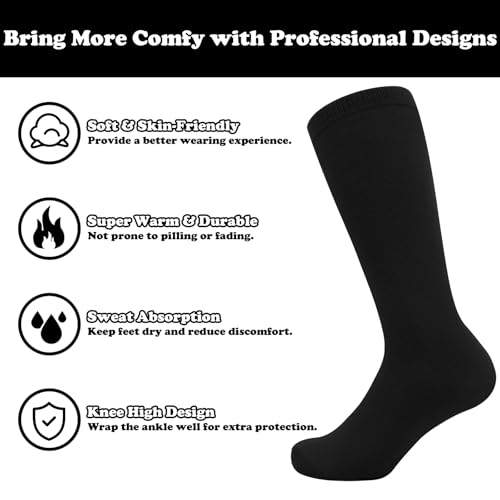 Knee High Toddler Soccer Socks - 2 Pack Black for Ages 3-6