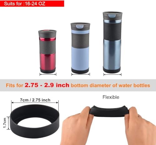 Silicone Protective Boot for 16-24 Oz Water Bottles - Black, 4 Pcs