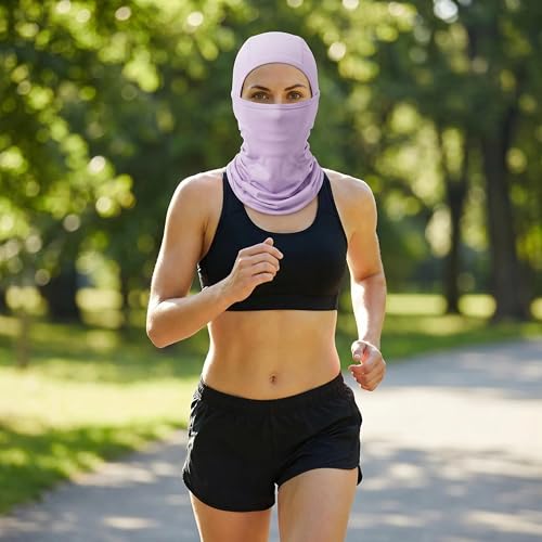 Cooling Breathable Full Face Mask - Summer UV Protection - Light Purple