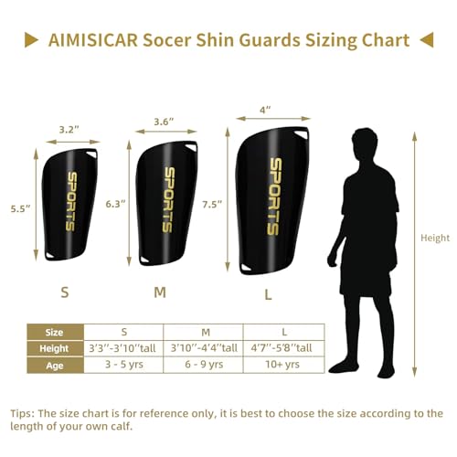 AIMISICAR Kids Youth Soccer Shin Guards for 3-15 Years Old, Boys &