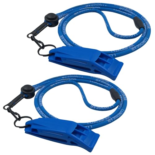 120dB Loud Blue Emergency Whistle - 2-Pack with Lanyard