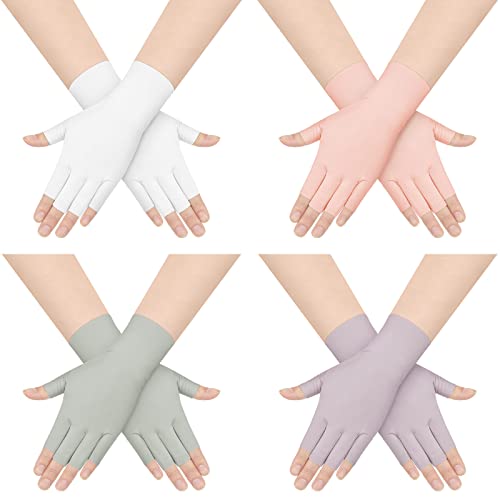 UV Protection Fingerless Gloves for Women - Light Gray, White, Pink, Purple