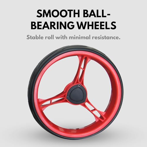 3-Wheel Golf Push Cart - 360° Swivel Wheel, One-Second Fold - White/Red