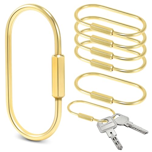 6-Pack Gold Carabiner Clips with Secure Locking Screw - 60mm