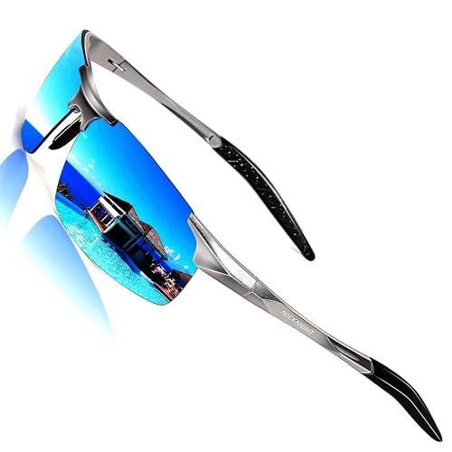 Polarized Driving Sunglasses for Men - Al-Mg Frame, Adjustable Nose Pads