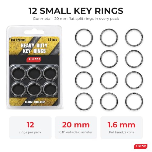 Silipac Gun Variation Small Heavy Duty Key Rings 0.8 in (20mm) Bulk 12 pcs
