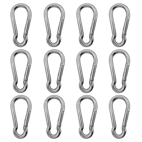 Heavy Duty 316 Stainless Steel Carabiners - 1.57" M4, 12-Pack