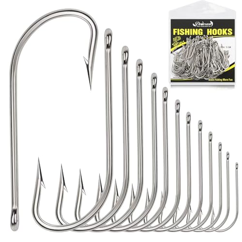 O'Shaughnessy Fishing Hooks - 4# Size, 100pcs Stainless Steel J Hooks