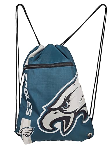 Philadelphia Eagles Drawstring Backpack with Zippered Pocket - 18x14 inches