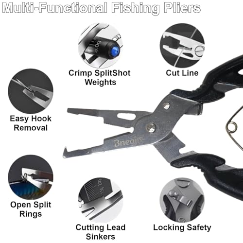 5-Inch Fishing Pliers Multitool with Hook Remover, Line Cutter & Safety Lanyard