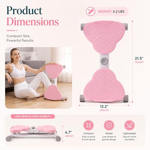 Waist Twister Machine - Anti-Slip Portable Fitness Board - Pink