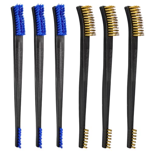 PINGMIC Gun Cleaning Brushes, Double-Ended 3Brass&3Blue Nylon