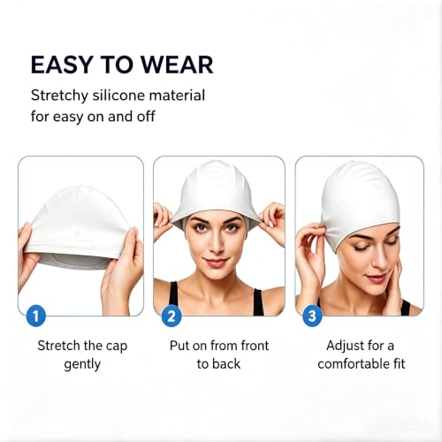 3D Silicone Swimming Cap - Ergonomic Ear Protection for Adults - White